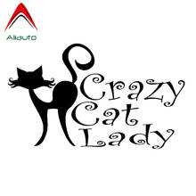 Aliauto Creative Motorcycle Car Sticker Crazy Cat Lady Animal Accessories Sunscreen Waterproof Reflective Decal PVC,13cm*8cm 2024 - buy cheap