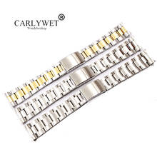 CARLYWET-Correa de reloj de acero inoxidable, accesorio de dos tonos, dorado y plateado, de estilo antiguo, con extremo curvado hueco, 19, 20mm, 316L 2024 - compra barato