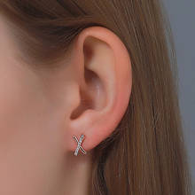 Rhinestones Cross Letter X Shaped Earrings for Women Simple Rose Gold Silver Color Studs Earrings Ear Studs Jewelry Gift 2024 - buy cheap