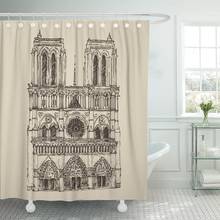 French Cathedral of Notre Dame De Paris France Vintage Bathroom Curtain Waterproof Polyester Fabric 60 x 72 inches Set with Hook 2024 - buy cheap