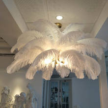 New feather chandeliers creative villa model room art living room decoration lamp lustres de cristal 2024 - buy cheap
