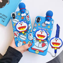 Для iPhone 11 Pro Xs Max Xs XR 6 7 8Plus чехол Love Doraemon TPU чехол подставка держатель мягкий чехол для телефона 2024 - купить недорого