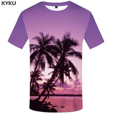 Kyku camiseta masculina de coqueiro, camisetas engraçadas 3d camisetas roxo hip hop harajuku roupas de manga curta 2024 - compre barato