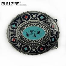 Bullzine-hebilla de cinturón occidental turquesa con acabado Peltre FP-02192, encaje en el cinturón de 4cm de ancho 2024 - compra barato