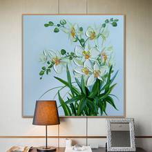 Pintados à mão moderna casa decoração sala de estar hall parede arte imagem flor branca cores grossas paleta faca pintura a óleo sobre tela 2024 - compre barato