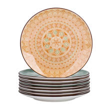 Vancasso TULIP 4/8/12-Pieces 4-Designs Porcelain Multi-Colour Mandala Dessert Plate Set Salad/Fruit Plate Set(21.5*21.5*2.5cm) 2024 - buy cheap