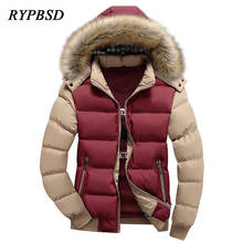 2022 Winter Jacket Men Hooded Fur Collar Fashion Harajuku Warm Thick Patchwork Cotton-Padded Jacket Casual Down Parka Men Coat 2024 - buy cheap