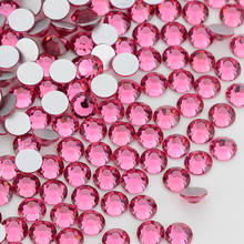 Diamantes de imitación de cristal rosa y plata, parte posterior plana, no HotFix para decoración de uñas, cristal 2024 - compra barato