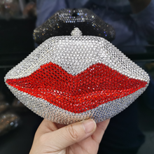 Bolso de noche de diamantes con labios rojos, Bolso de noche de cristal, Sexy, metal dorado, para fiesta, novia, boda, 88313 2024 - compra barato