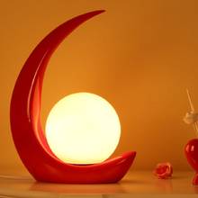 LukLoy Moon-Lámpara LED de mesa de resina, bola de cristal, mesita de noche, lámparas de escritorio modernas para dormitorio, accesorio de iluminación de decoración nocturna 2024 - compra barato