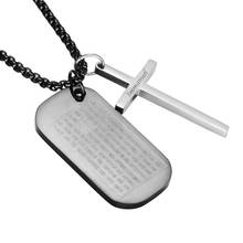 Wholesale Stainless Steel Jewish Bible Immanuel Cross Pendant Necklace Christian Ornament Religion With Metal Chain For Men 2024 - buy cheap