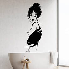 Aplique de parede de vinil, sensual, nude, geisha, japonesas, mulher asiática, adesivo fashion, decoração de parede para casa de banheiro 1574 2024 - compre barato