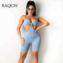 Casual Ribbed Cut Out Workout Biker Shorts Jumpsuits Women 2021 Solid Strap Active Wear Workout Slim One Piece Streetwear Outfit 2024 - buy cheap