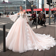 Julia Kui New Arrival Detachable Sleeve Ball Gown Wedding Dresses Luxury Royal Train Lace Princess Dream Vintage Wedding Gowns 2024 - buy cheap