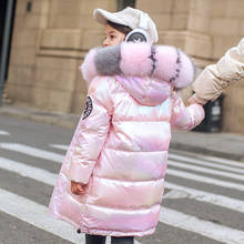 -30 inverno russo snowsuit 2021 meninas roupas pato para baixo jaqueta impermeável ao ar livre casaco com capuz meninos crianças parka roupas de pele real 2024 - compre barato