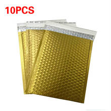 15*13 + 4cm 10 pces ouro bolha mailer envelopes acolchoado saco de correio auto selagem de envio saco plástico pacote natal presente suportes 2024 - compre barato