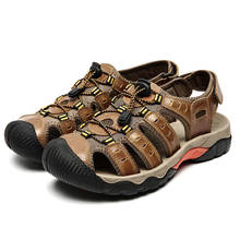 Sandália de couro para escalada masculina, sandália casual de couro bovino plus size 38-48 2024 - compre barato