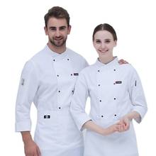 Unissex manga longa chef jaqueta uniformes de trabalho cozinheiro restaurante hotel cozinha casaco q1fa 2024 - compre barato