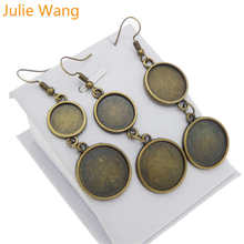 Julie wang brincos base de liga de zinco, 1 par de bandeja fabricante de joias com base de bronze antigo e moldura de cabochão 2024 - compre barato