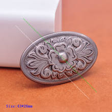 Cinturón de cuero ovalado con flor celta, accesorio de plata antigua, ovalado, de 43x26MM, 6 uds. 2024 - compra barato