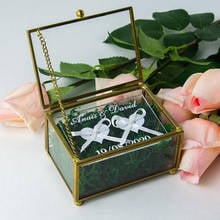 Wedding Ring Box Glass Custom Engagement Ring Box,Personalized Name and Date on Plastic Board,Ring Pillow Bridesmaid Gift Box 2024 - buy cheap