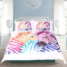 digital art colorful zebra children duvet/doona cover set king queen double full twin single size bed linen set 2024 - buy cheap