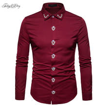 Camisa masculina casual e da moda 2021, camisa feminina estampada bordada de manga comprida, primavera e inverno, cor sólida da435 2024 - compre barato