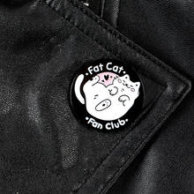 Fat Cat Fan Club Эмаль Булавка мультфильм животное Броши для женщин Kitty круглые нагрудные значки одежда для сумки, бейджи Ювелирные изделия Подарки 2024 - купить недорого