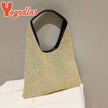 Yogodlns bolsa feminina de mão, bolsa de praia de verão feita à mão, de palha, estilo boêmio 2024 - compre barato