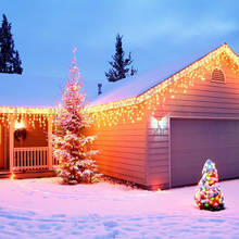 Cortina de carámbanos Led para decoración del hogar, guirnaldas de luces de hadas de 4x0,6 m para Navidad, exterior, árbol de Navidad, fiesta, 12 Uds. 2024 - compra barato