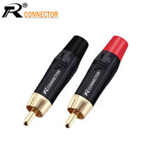 Conector macho rca de alta qualidade, adaptador de áudio, preto e vermelho, rabo de porco, para cabo de 7mm, 1 par/2 peças 2024 - compre barato