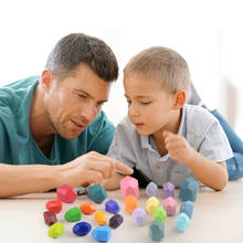 Детская деревянная Цветной камень строительные блоки для детей креативные Nordic Стиль штабелирования игра Montessori игрушки с балансом для детей 2024 - купить недорого