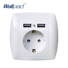 Dual USB Port Wall Charger Adapter Charging 2A Wall Charger Adapter EU Plug Socket Power Outlet White