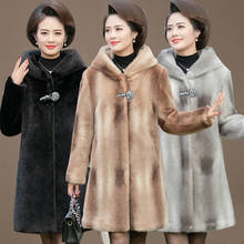 Casaco de pele de vison inverno feminino de meia-idade, novo sobretudo fuax, plus size, roupa de mãe, casaco de pele, casaco quente de inverno, 2020 2024 - compre barato