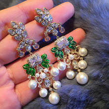 JankellyLuxury Flowers  Cubic Zircon Crystal CZ Long Dangle Earrings For Women African Bridal Earring aretes de mujer modernos 2024 - compre barato