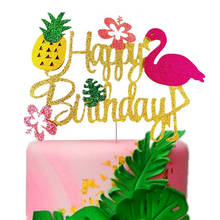 Decoraciones de aniversario para fiesta de cumpleaños, adornos para tartas Aloha, conjunto de pancarta de diseño Tropical Hawái, decoración de piña con adornos 2024 - compra barato