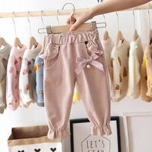 2020 Autumn Baby Girls Kids Pants Dot Polka Bow Ruffles Casual Trousers Infants Children Clothes Wear Princess Long Pant 2024 - buy cheap