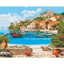 Gatyztory quadro seaside casa pintura diy por números paisagem pintados à mão arte desenho da lona para adultos crianças decoração de casa 2024 - compre barato