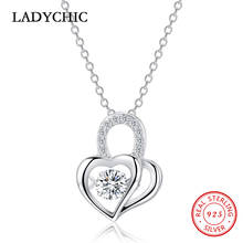 LADYCHIC 2019 New Design 925 Sterling Silver Double Heart Crystal Pendant Necklaces Eternal Love Women Fine Jewelry Gift LNS1031 2024 - buy cheap