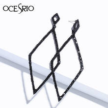 OCESRIO Large Black Earrings For Woman Long Vintage Square Eearrings With Stones Dangling Crystal Pave Statement Jewelry ers-n99 2024 - buy cheap