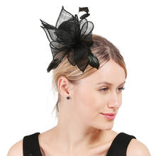 Свадебные головные уборы для невесты Sinamay вуалетки с перьями винтажные черные шляпы для коктейвечерние аксессуары для волос 2024 - купить недорого