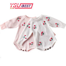 New Baby Girl Romper Outono Bebê Recém-nascido Romper Manga Longa Roupas De Bebê de Malha de Algodão Cereja Infantil Macacão de Bebê Roupas de Menina 2024 - compre barato