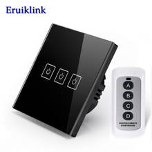 EU Standard Eruiklink Touch Switch 1 Gang/2 Gang/3 Gang 1 Way, Single Fireline Wall Light Switch,Black Crystal Tempered Glass 2024 - buy cheap