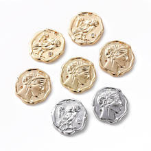 4 pçs 2021 nova redonda comemorativa moeda colar pingente descobertas fazendo para jóias componentes diy latão acessórios banhado a ouro 2024 - compre barato