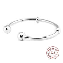 Open Bangle with Smooth Caps S925 Original Sterling Silver Bracelets Bangles for Women Jewelry Making diy pulseras Wholesale 2024 - buy cheap