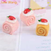 Julie Wang 10PCS Resin Strawberry Cream Cake Charms Mixed Artificial Food Pendant Jewelry Making Accessory Home Decor Prop 2024 - buy cheap