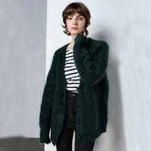 Casaco feminino de lã caxemira e inverno, decote em v, casaco curto de malha com mangas compridas e gola em v, wsr796, 100% 2024 - compre barato