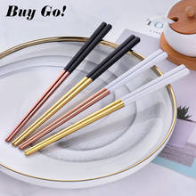 1Pair Luxury 304 Stainless Steel Square Chopsticks Household Titanium Gold Rose Sushi Hashi Colorful Chinese Japanese Chopsticks 2024 - buy cheap