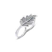 Oak Leaf Double Ring Authentic 925 Sterling silver Jewelry Ring For Woman European Style Silver Rings For Jewelry Making 2024 - buy cheap