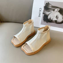 Sandalias romanas de cuero para niños y niñas, zapatos de playa planos de alta calidad, diseño con cremallera, a la moda, novedad de verano 2021 2024 - compra barato